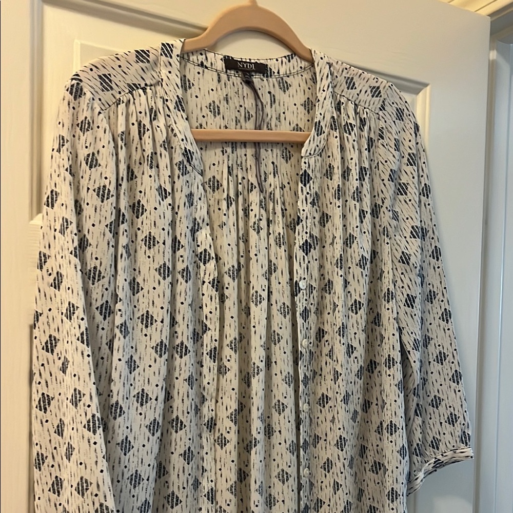 White and Black Patterned Women Top